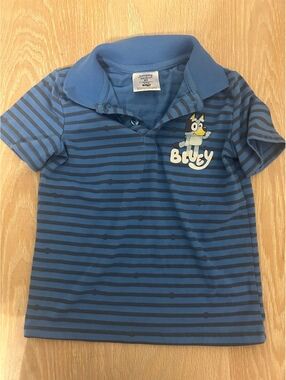 Jumping Beans Bluey Boys Polo Shirt Size 5T Blue Striped